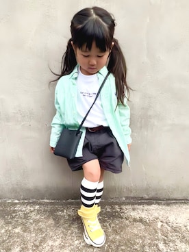 「Granny Branket（グラニーブランケット）のアイテム」を使った、KANOさん（キッズ・90cm）の春コーディネート