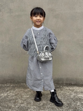 「アイテム（ベスト）」を使った、KANOさん（キッズ・100cm）の秋コーディネート