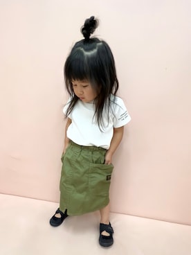 「BIG FIELD（ビッグフィールド）のアイテム（スカート）」を使った、KANOさん（キッズ・80cm）の夏コーディネート