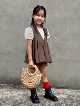 「Laule'aのアイテム（ベスト、ブラウン系）」を使った、KANOさん（キッズ・110cm）の夏コーディネート