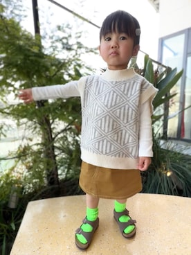 「アイテム（ロンパース）」を使った、KANOさん（キッズ・80cm）の春コーディネート