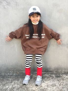 「アイテム（スウェット）」を使った、KANOさん（キッズ・100cm）の秋コーディネート