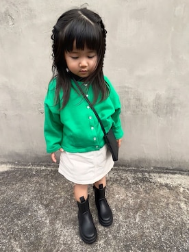 「H&M（エイチ・アンド・エム）のアイテム（ブーツ）」を使った、KANOさん（キッズ・80cm）の秋コーディネート