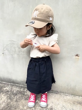 「BIG FIELD（ビッグフィールド）のアイテム（スカート）」を使った、KANOさん（キッズ・80cm）の夏コーディネート