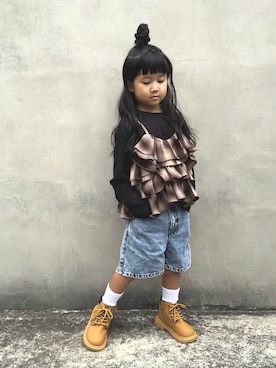 「アイテム（パンツ）」を使った、KANOさん（キッズ・100cm）の秋コーディネート