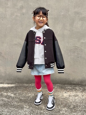 「アイテム（レッグウェア）」を使った、KANOさん（キッズ・100cm）の冬コーディネート