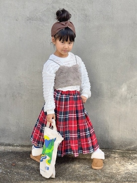 「アイテム（Tシャツ/カットソー）」を使った、KANOさん（キッズ・100cm）の秋コーディネート