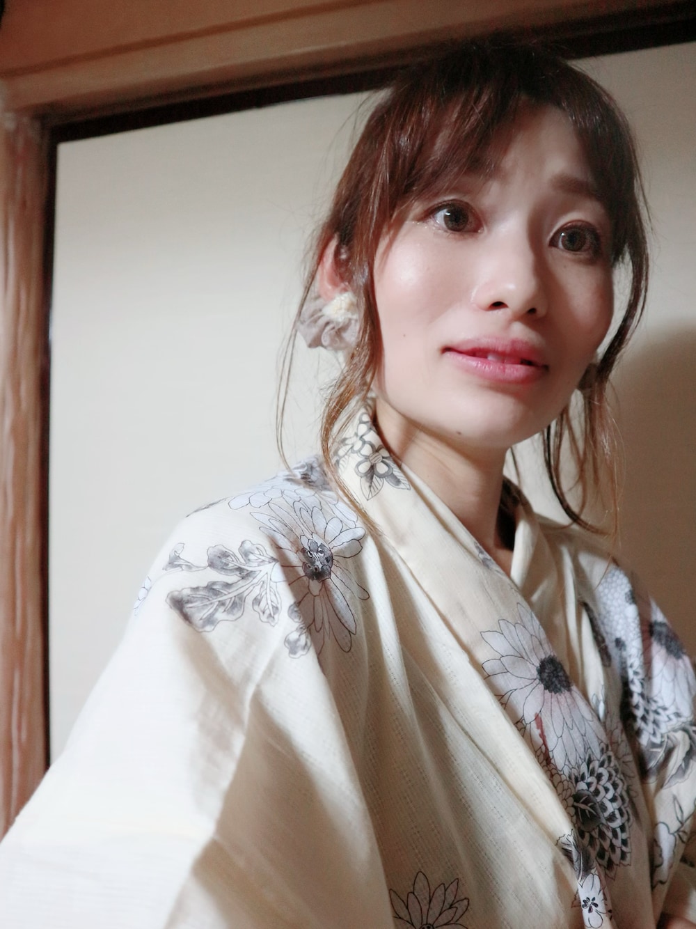 「夏の和物語、浴衣、休日スタイル、アラフォー、ママコーデ、ママファッション、ベージュコーデ、ワントーンコーデ、消えそうな色コーデ、utatane、浴衣女子、夏祭り、休日コーデ、低身長コーデ、オトナ女子」｜「utataneのアイテム（浴衣、ベージュ系）」を使った、chamichamichamieさん（レディース・154cm）の夏コーディネートの1枚目の写真