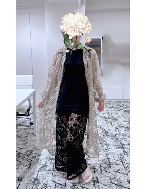 「LA BELLE ETUDE（ラベルエチュード）のアイテム（パンツ）」を使った、國廣さん（レディース・154cm）の夏コーディネート