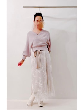 「LA BELLE ETUDE（ラベルエチュード）のアイテム（スカート）」を使った、國廣さん（レディース・154cm）の夏コーディネート