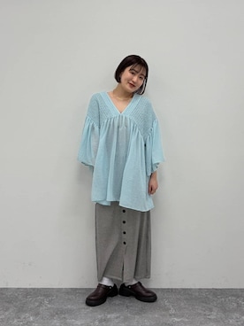 「LEPSIM（レプシィム）の2WAYベルト厚底サボ　578034（サンダル、ブラウン系）」を使った、ユウカさん（レディース）の春コーディネート