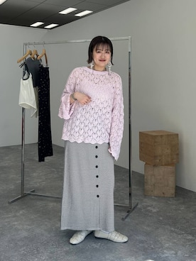 「LEPSIM（レプシィム）のフロントボタンワッフルスカート　601355（スカート、ホワイト系）」を使った、ユウカさん（レディース）の春コーディネート