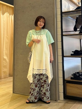 「アイテム（チュニック）」を使った、ユウカさん（レディース・154cm・20代）の夏コーディネート
