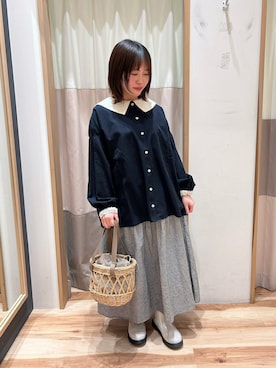 「Samansa Mos2（サマンサ モスモス）の配色前後2WAYブラウス（シャツ/ブラウス）」を使った、おり（151cm）さん（レディース・151cm）の冬コーディネート