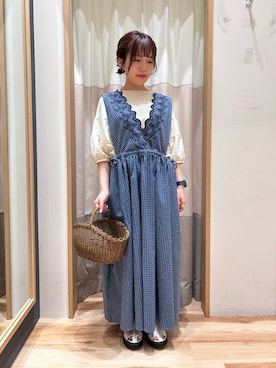 「スカラップ」｜「アイテム（ワンピース/ドレス）」を使った、おり（151cm）さん（レディース・151cm）の夏コーディネート