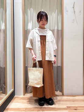 「Samansa Mos2 blue（サマンサモスモスブルー）のアイテム（ワンピース、オレンジ系）」を使った、おり（151cm）さん（レディース・151cm）の夏コーディネート