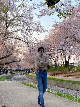 「古着好きな人と繋がりたい」｜「アイテム（その他トップス）」を使った、suzさん（メンズ・177cm）の春コーディネート