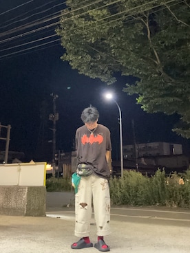 「アイテム（ボディバッグ/ウエストポーチ）」を使った、おくださん（メンズ・175cm）の夏コーディネート