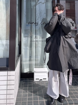「大学生コーデ」｜「アイテム（モッズコート）」を使った、Marumoさん（メンズ・171cm）の春コーディネート