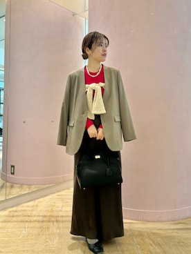 「アイテム（ノーカラージャケット）」を使った、nol kuriharaさん（レディース・162cm）の秋コーディネート