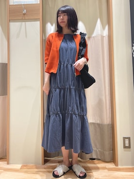「Samansa Mos2 blue（サマンサモスモスブルー）のアイテム（トップス、オレンジ系）」を使った、もももさん（レディース・165cm）の春コーディネート