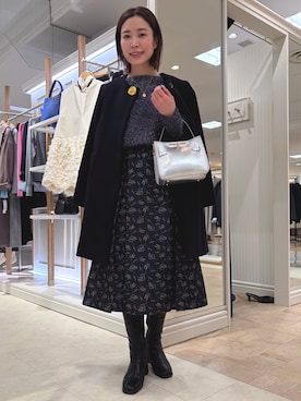 「アイテム（ノーカラーコート）」を使った、 nolleys   sugimo  さん（レディース・159cm）の冬コーディネート