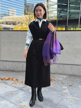 「アイテム（ストール/ショール）」を使った、 nolleys   sugimo  さん（レディース・159cm）の秋コーディネート