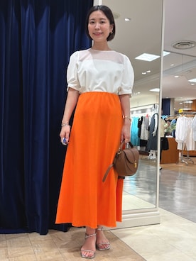 「オレンジスカート」｜ nolleys   sugimo  さん（レディース・159cm）の夏コーディネート