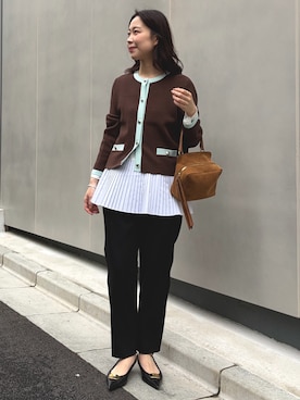 「アイテム（バッグ、イエロー系）」を使った、 nolleys   sugimo  さん（レディース・159cm）の秋コーディネート