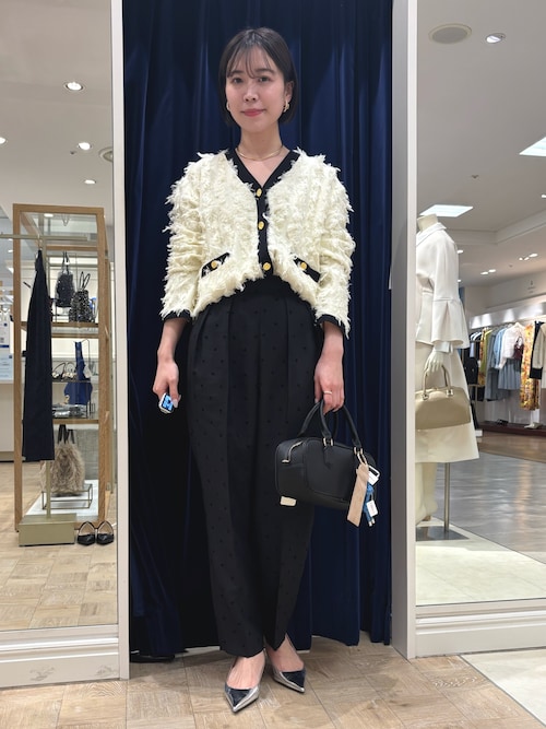 【未使用】ノーリーズ　Rie Miller カットジャガード金ボタンカーディガン Rie Miller（リエミラー） カーディガン 「手洗い可能」カット
