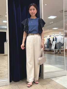 「袖フリル」｜「アイテム（アクセサリー）」を使った、 nolleys   sugimo  さん（レディース・159cm）の夏コーディネート