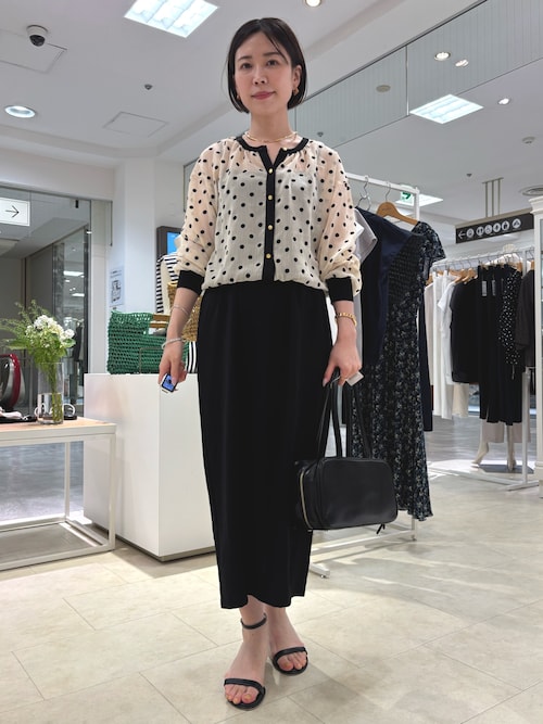 セール】シアーフロッキードットクルーネックカーディガン