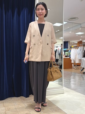 「アイテム（ノーカラージャケット）」を使った、 nolleys   sugimo  さん（レディース・159cm）の夏コーディネート