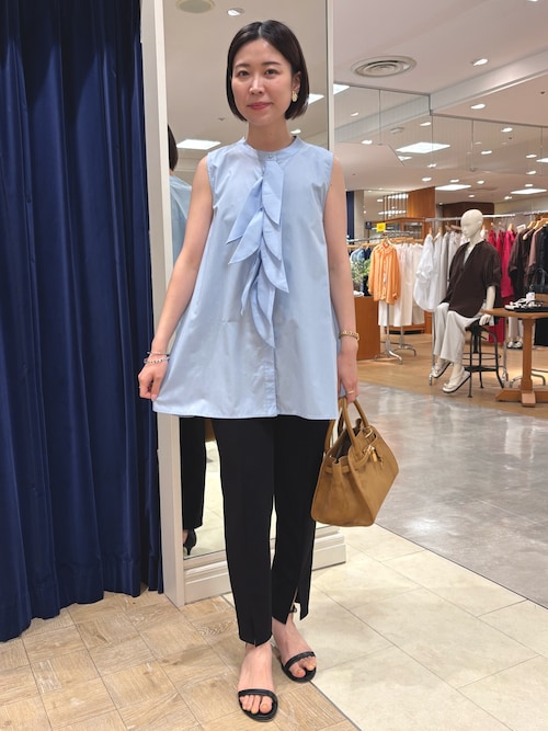 ノーリーズ　ウォッシャブルカットジョーゼットス リットパンツ NOLLEY'S パンツ 「セットアップ対応」ウォッシャブルカット