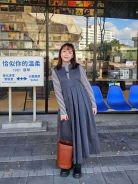 「MUJI」｜YUNRUさん（レディース・156cm）の冬コーディネート