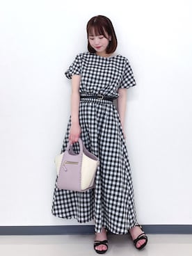 「アイテム（トートバッグ、パープル系）」を使った、momoさん（レディース・149cm）の夏コーディネート