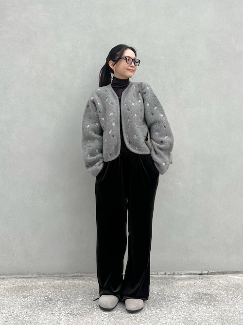 FLOWER EMBROIDERY KNIT JACKET/フラワーエンブロイダリーニット