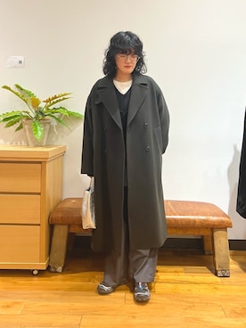 「アイテム（チェスターコート、グリーン系）」を使った、NIKAIDOさん（レディース・165cm）の冬コーディネート