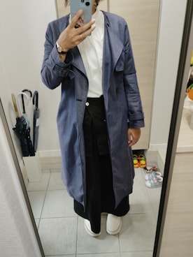 「アイテム（ノーカラーコート）」を使った、ほりぃさん（レディース・170cm）の秋コーディネート