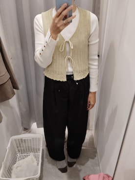 「GU（ジーユー）のアイテム（ベスト）」を使った、ほりぃさん（レディース・170cm）の秋コーディネート