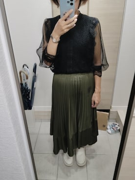 「アイテム（スカート）」を使った、ほりぃさん（レディース・170cm）の秋コーディネート