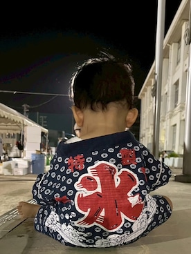 「wakaranaiのアイテム（フォーマルスーツ/小物）」を使った、moimoi417さん（キッズ・70cm）の夏コーディネート