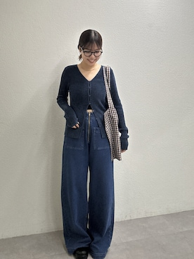 「アイテム（トートバッグ、パープル系）」を使った、ゆなさん（レディース・154cm）の秋コーディネート