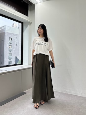 「GALLARDAGALANTE（ガリャルダガランテ）のMENTON Tシャツ（Tシャツ/カットソー、ホワイト系）」を使った、ゆなさん（レディース・154cm）の春コーディネート