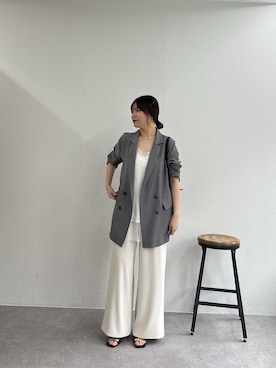 「GALLARDAGALANTE（ガリャルダガランテ）の【WEB限定】【サイズ展開あり】メッシュジャケット（テーラードジャケット、グレー系）」を使った、ゆなさん（レディース・154cm）の春コーディネート