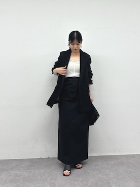 「GALLARDAGALANTE（ガリャルダガランテ）のシアーメッシュジャケット（テーラードジャケット、ブラック系）」を使った、ゆなさん（レディース・154cm）の春コーディネート