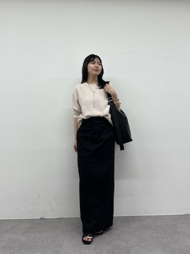 「GALLARDAGALANTE（ガリャルダガランテ）の【ジャケットやカーデのインナーに！】バックスリットブラウスT（シャツ/ブラウス、ベージュ系）」を使った、ゆなさん（レディース・154cm）の春コーディネート