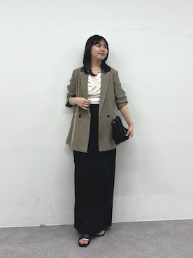 「GALLARDAGALANTE（ガリャルダガランテ）のシアーメッシュジャケット（テーラードジャケット、ブラック系）」を使った、ゆなさん（レディース・154cm）の春コーディネート