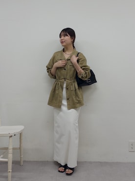 「GALLARDAGALANTE（ガリャルダガランテ）の【WEB限定リバイバル】シアーミリタリージャケット（その他アウター、グリーン系）」を使った、ゆなさん（レディース・154cm）の春コーディネート