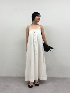 「GALLARDAGALANTE（ガリャルダガランテ）の【Dhritië】ケミカルレースワンピース（ワンピース、ホワイト系）」を使った、ゆなさん（レディース・154cm）の春コーディネート